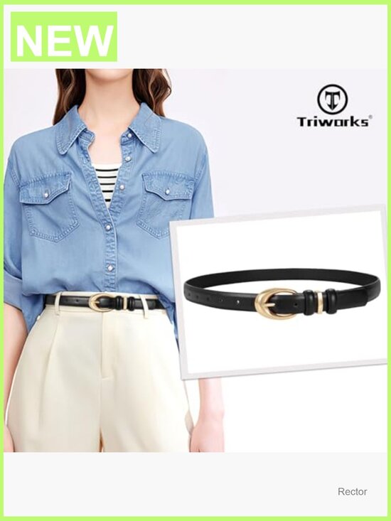 Faux Leather Skinny Belt with Gold Buckle for Jeans & Pants main image 7